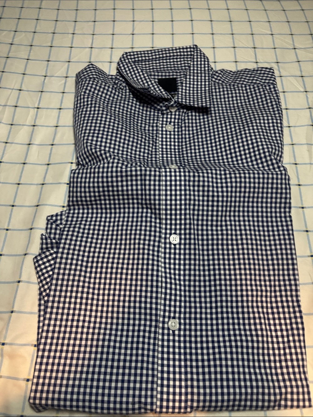 H&M Navy and White Gingham Dress Shirt